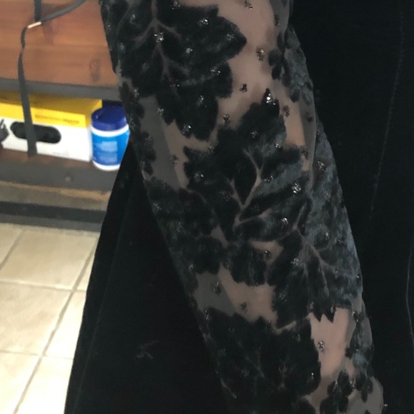 Vintage 80's corset boning velvet sheer sleeves dress sweetheart neck Sz 6 (S) - Picture 6 of 11